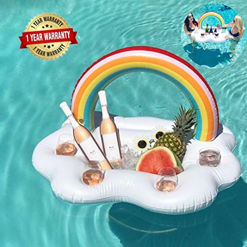 Inflatable Rainbow Chest Cooler Drink Holder Float Swim Pool Party
