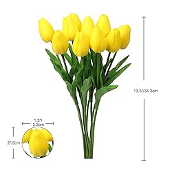 20 Pcs Yellow Tulips Artificial Flowers Real Touch