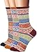 Flora&Fred Women's 3 Pair Pack Vintage Style Ethnic Cotton Crew Socks