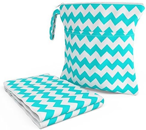 Layaloo Wet Bag & Change Pad Set - Waterproof Zippered Wet/Dry Bag - Portable Diaper Changing Pad - Beach Bum Chevron Color: Beach Bum Chevron Model: (Newborn, Child, Infant)