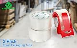 BOMEI PACK 3 Rolls Clear Box Tape 48mm x 66m with 2" Red Dispenser view 8
