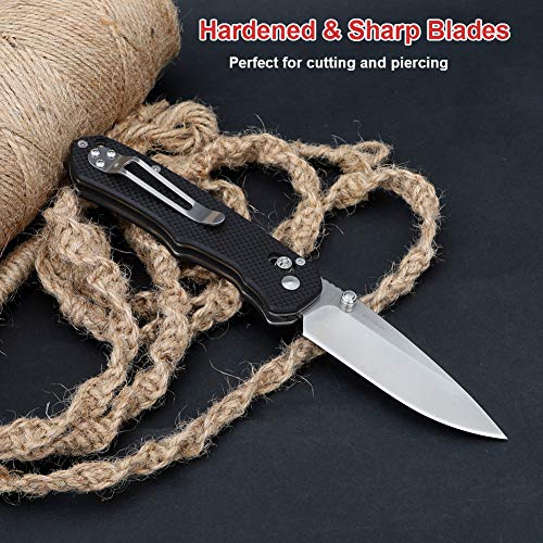 Pocket knife with Clip Big Folding Knife 8Cr13MoV Stainless Steel Blade G10 Handl and AXIS Lock Designe for Outdoor Camping