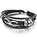 INBLUE Men,Women's Alloy Genuine Leather Bracelet Bangle Cuff Silver Tone Black Love Infinity Symbol Surfer Wrap Tribal Adjustable