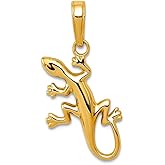 JewelryWeb 14k Yellow Gold Polished Gecko Pendant Necklace 17x15mm Wide Pendant for Women