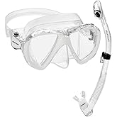 Rapido Otimo Two Lens Mask and Snorkel Combo - Clear/Pastel White