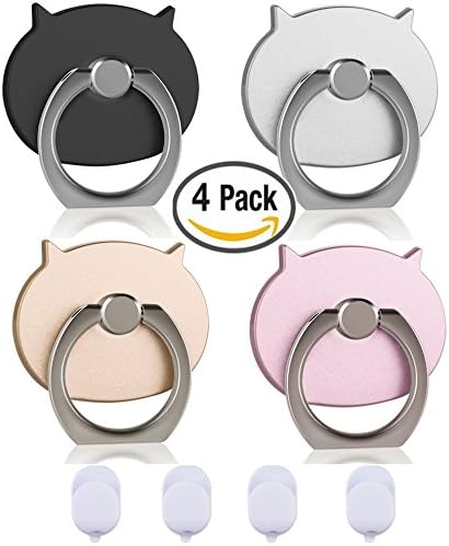Phone ring stand holder 4 package Metal Finger Grip Stand Holder Ring,Car Mount 360°Rotation Phone Ring Grip for Samsung Galaxy iphone Tablet PC Smartphone phone ring stent (Pig)