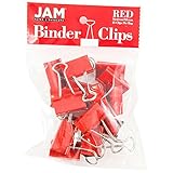 JAM Paper® Binder Clips - Medium (1 1/4 inch / 32 mm) - Red - 15 Clips per Pack