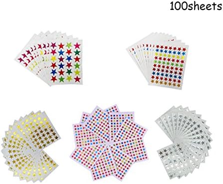 i-Deal 100pcs Self-adhesive Stickers Stars Assorted Colors Star Stickers Gold Star Sliver Star Stickers for Children (1)