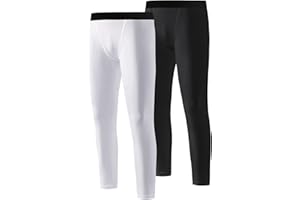 Blaward 2 Pack Boy’s Compression Pants Leggings Tights Kids Youth Athletic Base Layer Under Trousers Sports Gear