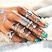 Iumer 10Pcs Vintage Steampunk Cross Moon Midi Finger Knuckle Rings Set Silver