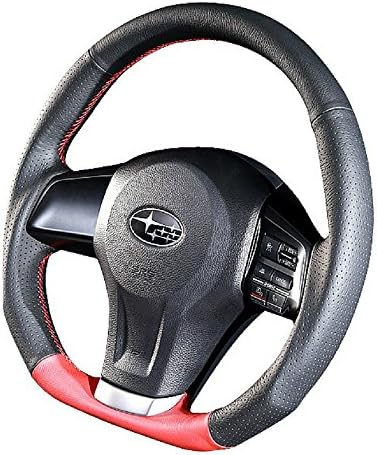 DAMD Subaru steering SS360-D black leather × RED FORMULA