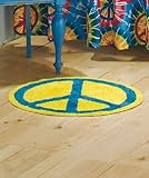 Peace Sign 100% Cotton Bath Mat Rug Kitchen Home Decor-Yellow/Blue