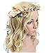 Meiliy Bridal Flower Garland Headband Flower Crown Hair Wreath Halo with Adjustable Ribbon for Wedding Festivals