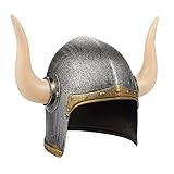 Kids Novelty Plastic Viking Horned Hat Helmet - Fun Party Outfit Costume Vikings Hat with Faux Gold Trim - Fits Most Children - 7.25 x 5.8 x 6.75 inches