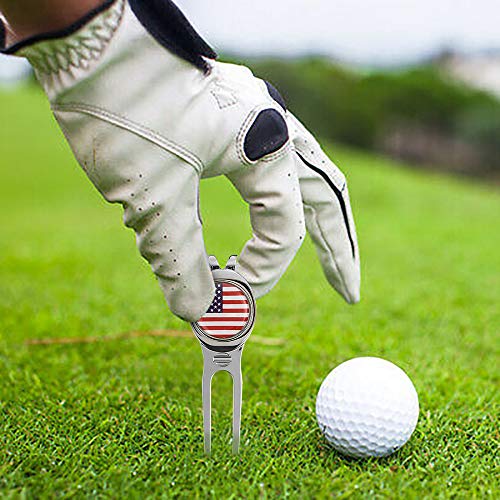 CHIVENIDO Premium USA Flag Metal Golf Divot Repair Tool and Magnetic Ball Marker (1) - Thumbnail 4