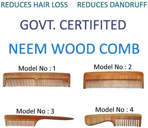 Osking Neem Wood Comb 100% Handmade, Anti- Dandruff, Controls Hair Loss, GOVT.CERTIFITED. (MODEL NO 4)