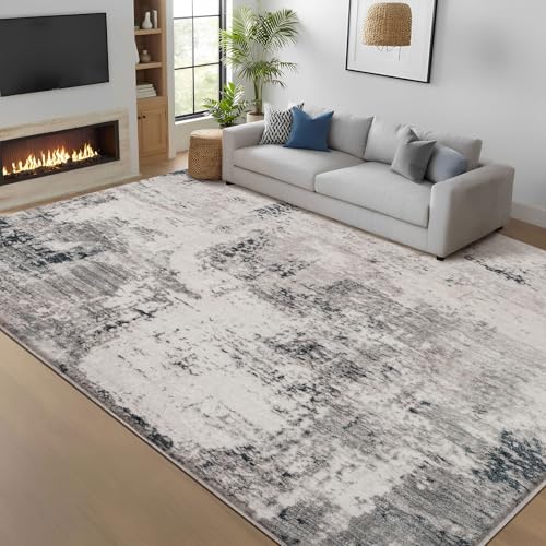 Calore Rugs for Living Room Soft Modern Carpet Non-Slip Bedroom Rug Large Short Pile Area Rugs Home Decor (Grey-Multi, 200 x 300 cm)