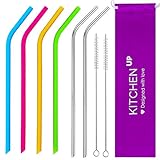 REGULAR SIZE Reusable Straws for 30 oz Tumbler Yeti/Rtic - Silicone Straws + Reusable Stainless Steel Straws Set - 4 Reusable Silicone Straws + 2 Reusable Metal Straws - Reusable Drinking Straws