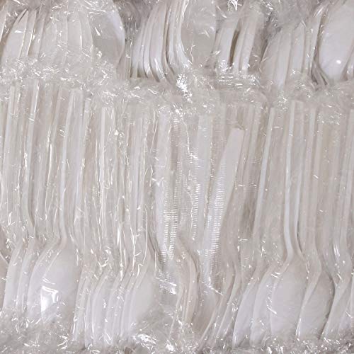 Daxwell Medium Weight Polypropylene 5 3/8" Spork, Individually Wrapped, White, Recyclable (Case of 1,000)