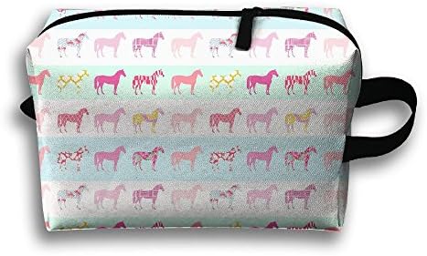 Zipper Preppy Horse Pretty Style Stripe Pattern Modern Style Equestrian Style Travel Cosmetic Makeup Storage Pouch Bag