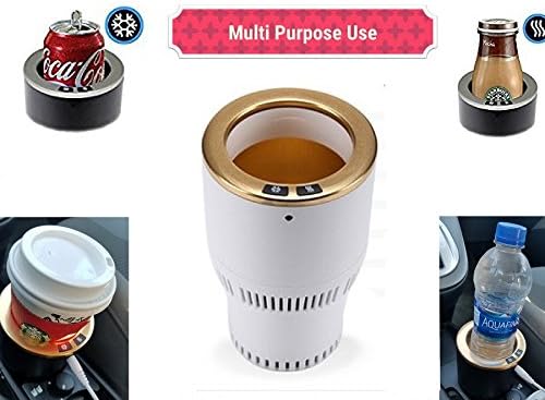 Biksi-B8 Multi function 2 in 1 Smart Portable Cup holder for beverage Cooling temperature from 20°F to Coffee Warming temperature up-to 140°F for driving and multipurpose work (White)