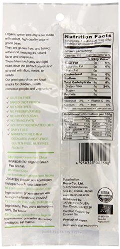 Muso From Japan Organic Chips, Gluten Free, Green Pea, 1.59 Ounce (Pack of 20)