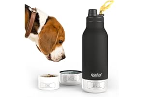 Asobu Dog Barky Bottle – Insulated Stainless Steel Water Bottle with 2 Removable Dog Bowls for Food, Treats & Water – Pet-Friendly Travel Bottle for Hiking, Road Trips & Outdoor Adventures