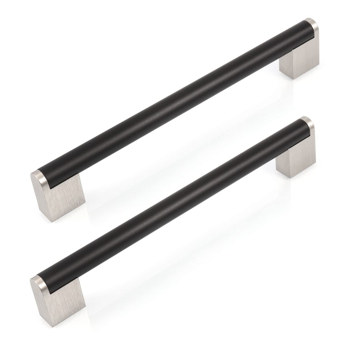 FULGENTE 10 Pack 7-1/2" (192mm) Brushed Square Cabinet Handle Stainless Steel Drawer Pulls for Kitchen Bathroom Cupboard Cabinet Flat Black