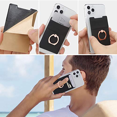 new 4 in 1 cell phone stick on spandex ring wallet card holder sleeve double pocket+magnetic + finger grip strap loop + kickstand – best stretchy card holder,sticks to case for iphone 11 most mobile pricepulse new 4 in 1