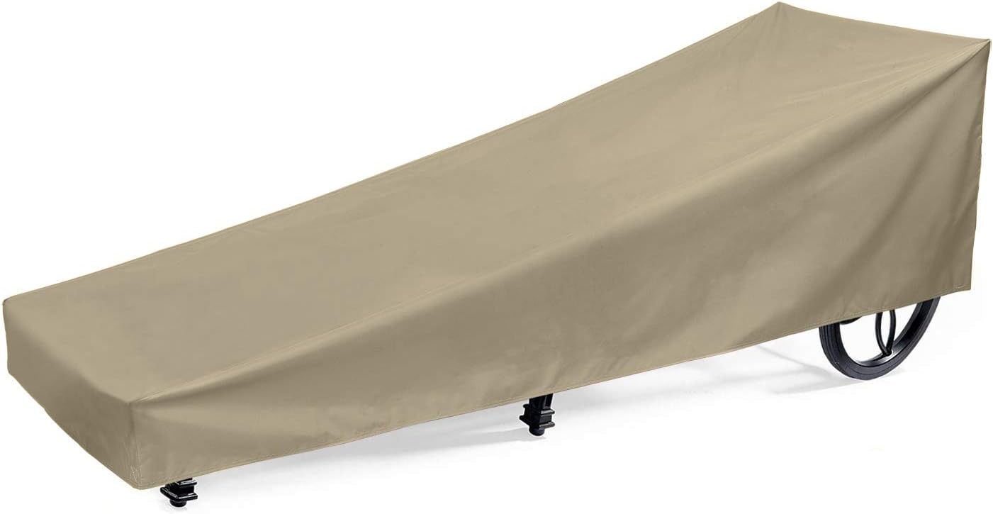 SunPatio Outdoor Chaise Lounge Cover, Patio Chaise Cover 84"L x 30"W x 24"H, Heavy Duty Waterproof Beach Chair Cover with Seam Taped, Helpful Air Vents, All Weather Protection, Neutral Taupe : Garden & Outdoor