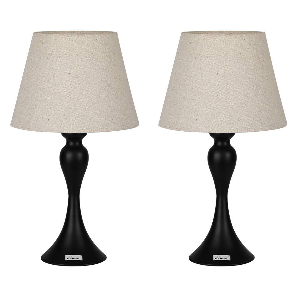 HAITRAL Small Table Lamps Black Retro Nightstand Light Lamps 2 Pack