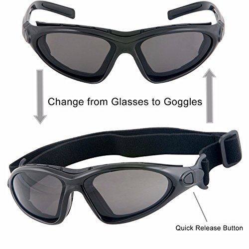 WYND Blocker Vert Motorcycle & Boating Sports Wrap Around Polarized Sunglasses (Black / Smoke Lens)