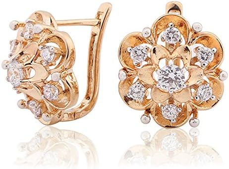 18K Rose gold plated Floral Earring with AAA Quality CZ Jewelry Gift