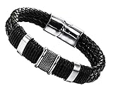 Mens 316L Stainless Steel Leather Bracelet