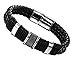 Mens 316L Stainless Steel Leather Bracelet