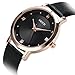 Mens Leather Watch Classic Bussiness Casual Quartz Analog Wrist Watches Simple Gold Tone Male Dress Wristwatch Black Strap Black Dial Timepiece 99 Ft Waterproof