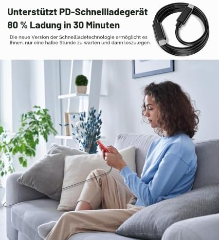 45W USB C Ladegerät für Samsung, Schnellladekabel USBC mit 2M Ladekabel, for Samsung Galaxy S25/S24 Ultra/S24/S23+/S23/S22/Note20, iPhone 17/16/15, Fast Charger Stecker Netzteil Steckdose