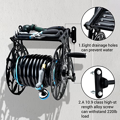 PinWheel Garden Hose Reel Wall Mount, Neverleak System Metal Wall Mount