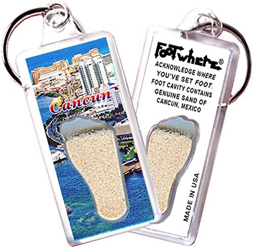 Cancun FootWhere Souvenir Keychain. Made in USA (CNC105 - Strip)