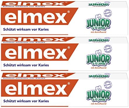 Elmex Toothpaste Junior 6-12 Years Old 3x75ml, 3x2.5oz by Elmex, 75 ml (Pack of 3)