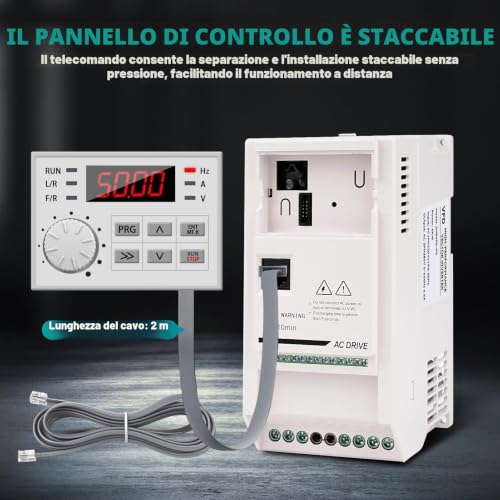 Inverter 220 V Variable Frequency Drive 4KW VFD Frequency Converter Single Phase Input 220 V Output Three Phase 380 V CNC Motor Speed Controller ZHB600-4KW Extension Cable 2 m