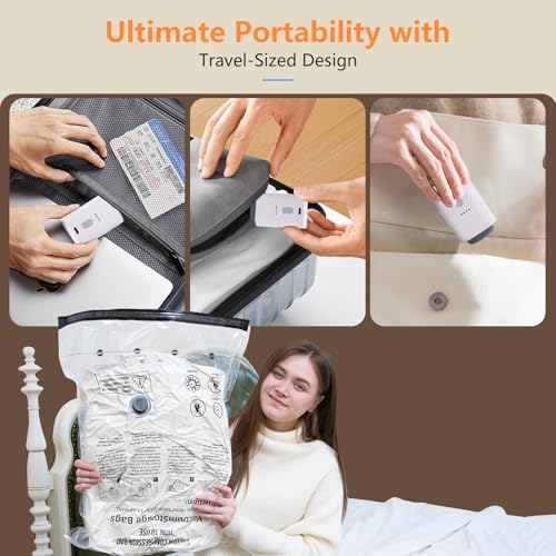 10 Vacuum Bags + Cordless Electric Pump – Multiple Sizes (3×60×80/3×50×70/4×40×60 Cm) Reusable PA+PE, Save 80% Space, Ideal for Travel & Daily Storage