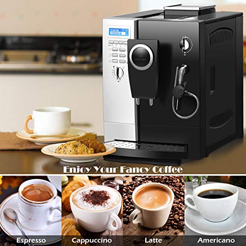 COSTWAY Super Automatic Espresso Machine, AllInOne Design, 19 Bar