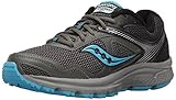 Saucony Women's Cohesion TR10 Trail Runner, Grey/Black/Blue, 8.5 M US