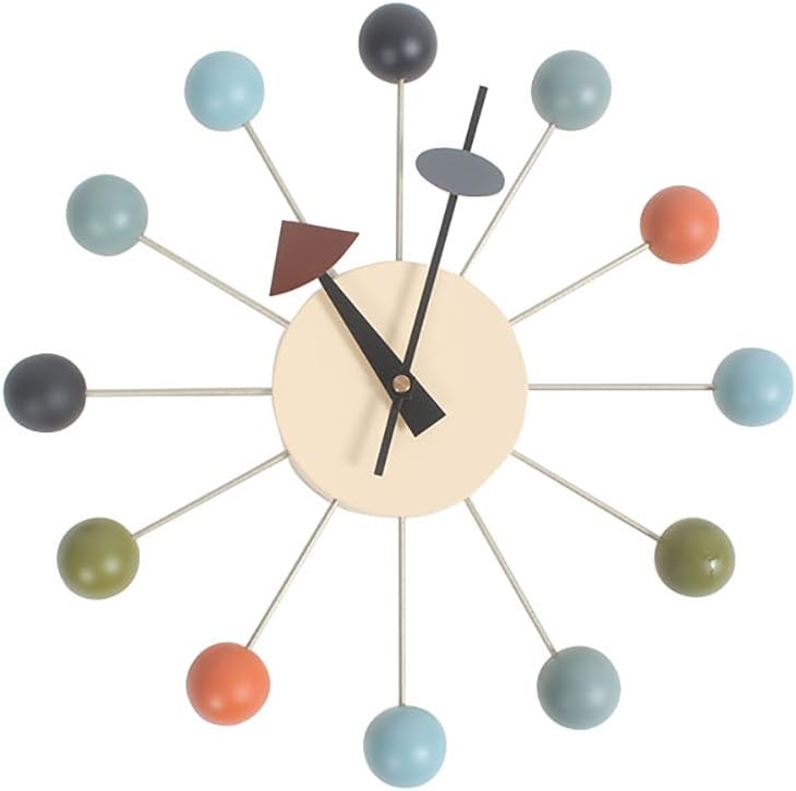 HHYS Multicolor Nelson Ball Clock Wooden Balls Aluminum Holder Atomic Ball Wall Candy Clock F103