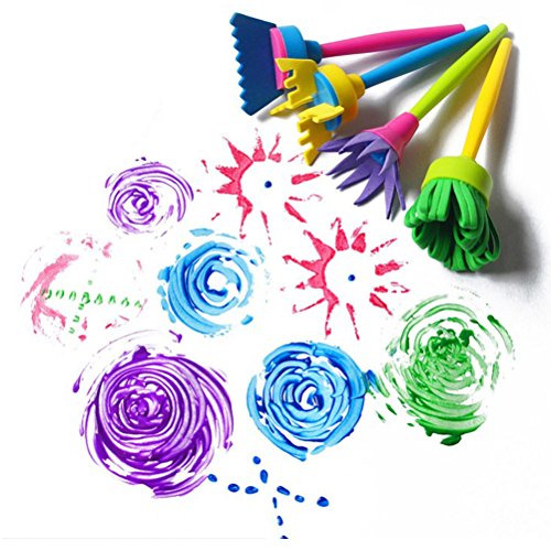 Kids Art & Craft 47 Pieces Sponge Painting Brushes Kids Painting Kits Early DIY Learning include Foam Brushes,Art Craftssponge brush, flower pattern brush, Brush set and 26 English letters - Thumbnail 2