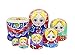 Winterworm Set of 7 Pieces Wooden Handmade Traditional Blue Red Colorful Flower Russian Nesting Stacking Dolls Matryoshka Kids Children Gifts Toy for Home Desk Room Party Decoration