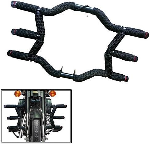 Dhe Best LG-46 Bike Bullet Three Star Rod Style Front Leg Guard Tied with Black Ropefor Royal Enfield Bullet Electra Dhe Best LG-46 Bike Bullet Three Star Rod Style Front Leg Guard Tied with Black Ropefor Royal Enfield Bullet Electra