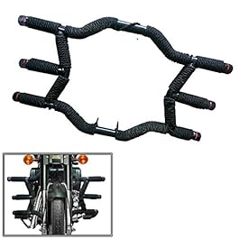 Dhe Best LG-46 Bike Bullet Three Star Rod Style Front Leg Guard Tied with Black Ropefor Royal Enfield Standard Bullet 500 EFI