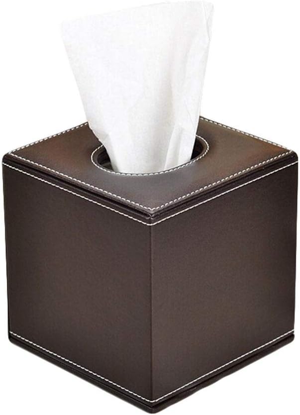 Renquen Leather Tissue Box Tissue Holder Rectangular Cube Cover Suitable for Hotel and Home Size 14 * 13.5 * 13.5cm